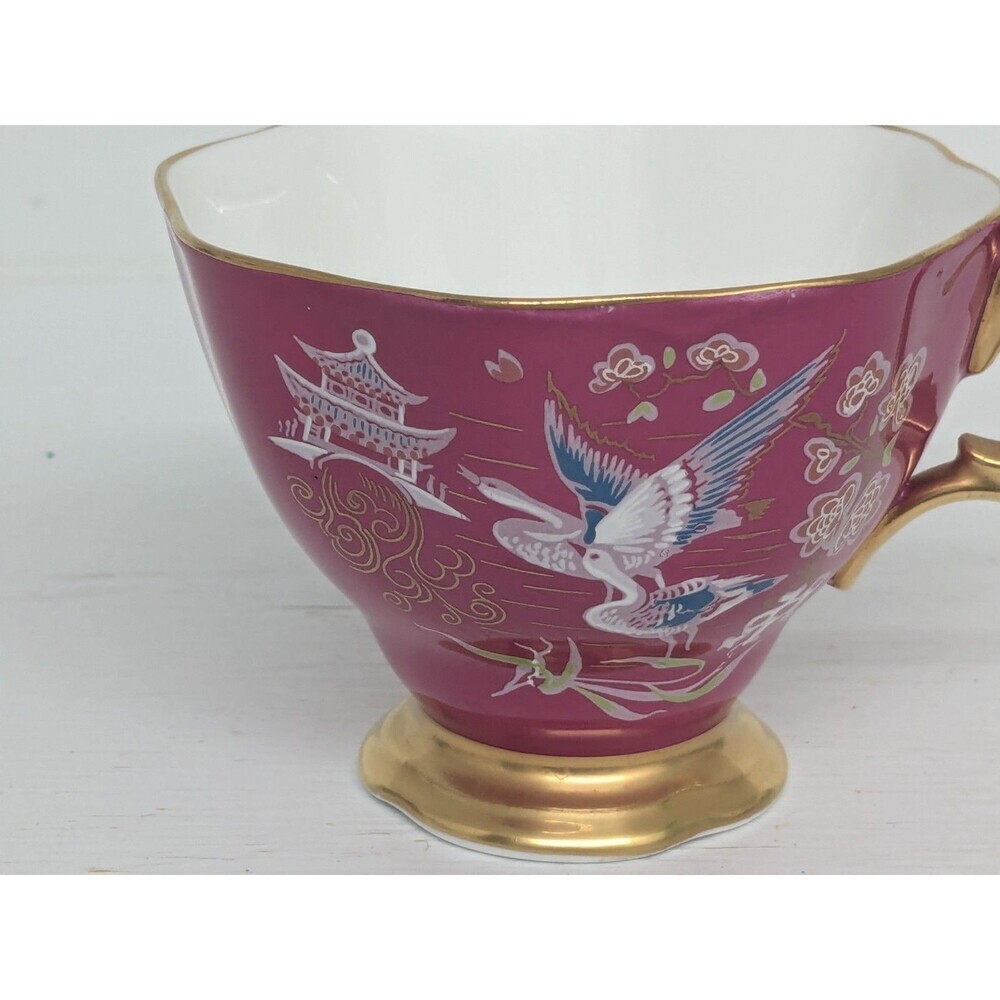 Royal Albert Bone China Replacement Cup Oriental Hot Pink Magenta Cranes Horses - Picture 2 of 8